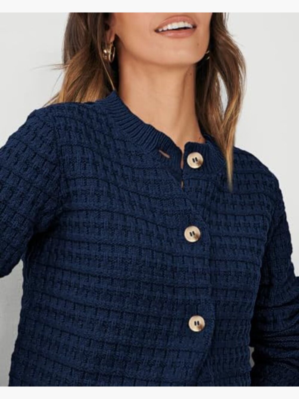 Knit Cardigan Sweater Open Front Button Down Long Sleeve Jacket Outerwear - Picture 5 of 7